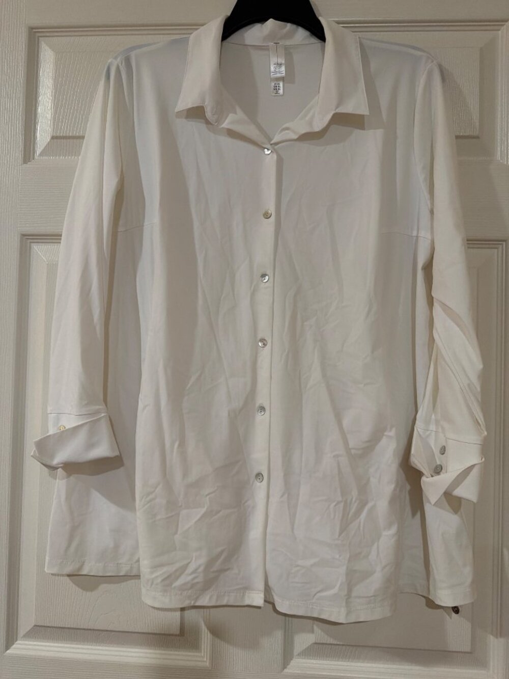 Marla Wynne Womens Ivory Button-Down Blouse Size XL Nylon & Spandex Blend Made I